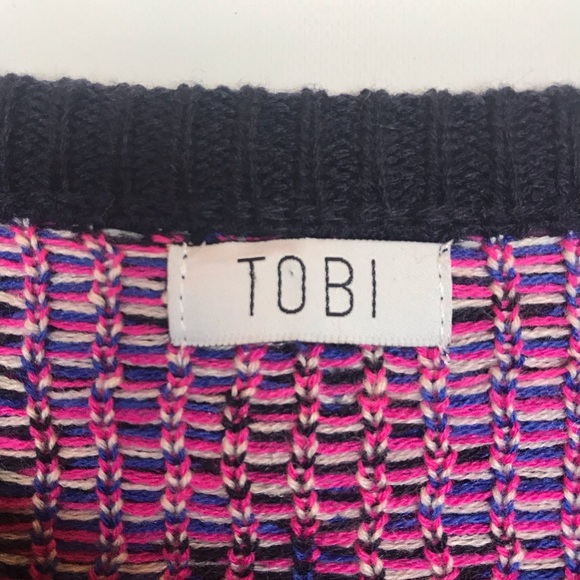 TOBI Aztec Print Hot Pink Blue Black Knit Sweater - Picture 4 of 5